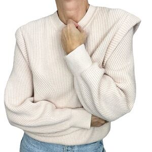 NAF NAF Paris pale pink statement shoulder oversized pullover sweater 1 Small
